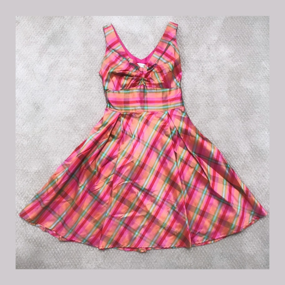 Pink Retro Plaid Dress